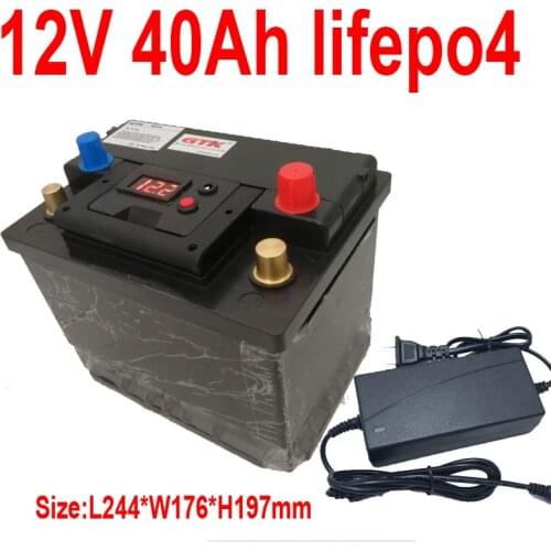 GTK 12v 40ah lifepo4 lithium batteryBMS 4S 12.8v 40ah chargeable for 600W golf cart Inverter boat Solar panels ATV + 6A charger