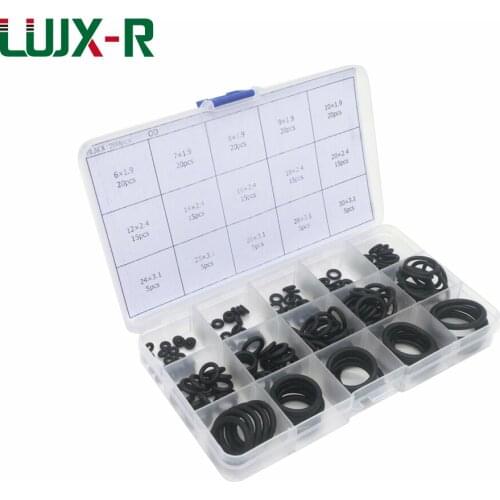 LUJX-R 200pcs Rubber O Ring Seal Gasket Kit Oil Sealing Washer Watertightness Ring Set Black Nitrile NBR O-Ring Assortment Boxes