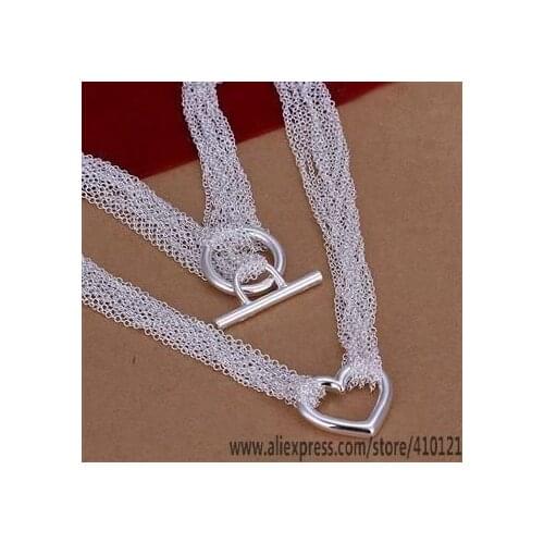 N028 Lucky Charm Silver Color Pendants For Women Jewelry Necklace Girl Lady Accessories Fashion Web Heart Necklace /dcualub