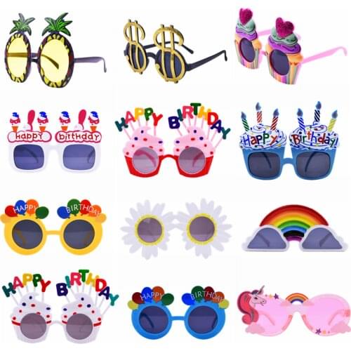 Birthday Party Glasses Funny Candle Sunflower Rainbow Sunglasses Happy Birthday Photo Booth Props Supplie Kids Favor Party Decor