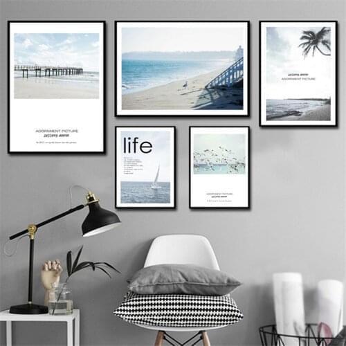 Landscape Home Decor Nordic Canvas Art Painting Living Room Bedroom Wall Art Print Scenery Seascape Beach Poster Modern Picture