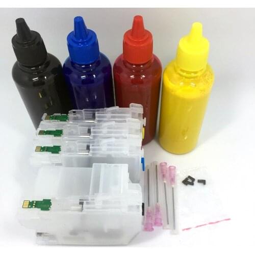 YOTAT 4*100ml Pigment ink + Refillable LC3329 ink cartridge LC3329XL for Brother MFC-J5930DW MFC-J6935DW printer