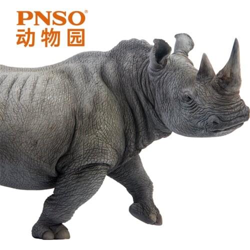 PNSO White Rhinoceros Model Rhinocerotidae Animal Figure Desktop Decoration Collector Toy Gift