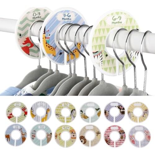 Toddler Baby Clothing Size Dividers Closet Rack Hangers Round Plastic Clothes Size Tags Rings Hanger Size Separator 9x0.3cm