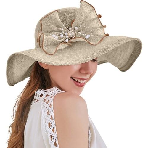 Summer Adjustable Uv Protection Hats Womens Organza Church Kentucky Fascinator Bridal Tea Party Wedding Hat Protect Travel Cap