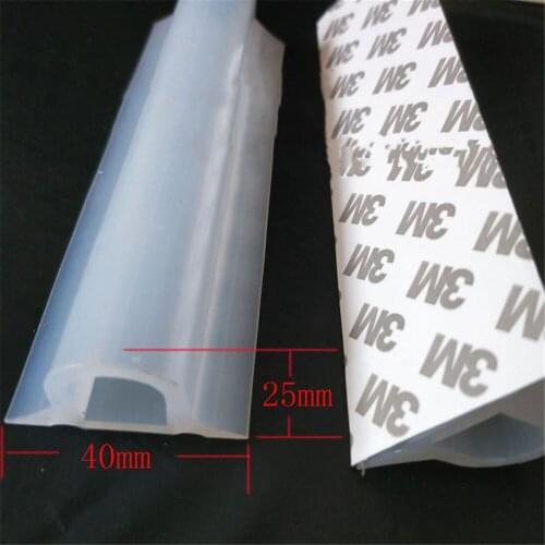 Custom Bathroom Water Stopper Strip Floor Water Retaining Bar Sills 40x25mm Silicone Adhesive Sealing strip Transparent