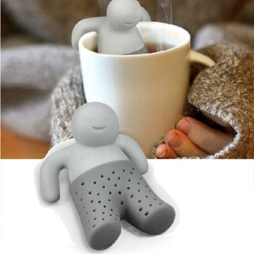 Food Grade Leaf Tea For Brewing Mr little ManTea Strainer Silicone Tea BagsTea Making Device Character Tea Leaf Strainer Silicon