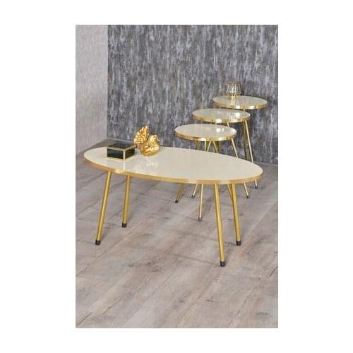 Modern Zigon coffee table And coffee table in the Middle Ellipse Gold Metal Toe Gold Cream Set coffee tables table basse furniture living room table