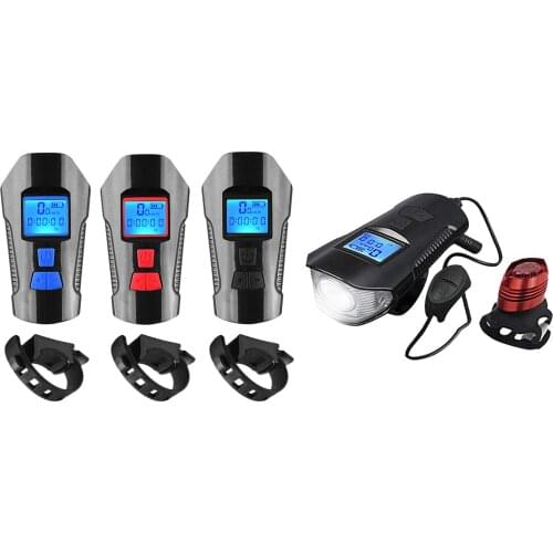 LED Bicycle Bell Lights USB Rechargeable Bicycle Speedometer Headlight Odometer Waterproof Front Lights Suitable for All Bike