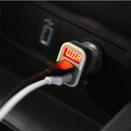 Autour Universal 2.1A 12v Motorcycle Car USB Charger Voltmeter Socket Boats Dual Usb Auto USB Car Charger for Mobile Phone