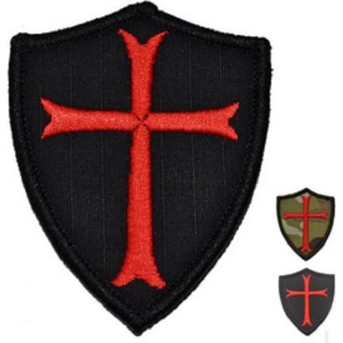 Embroidery Shield Military Patches Cloth Badges Spartacus Patches Loops and Hook Knights Templar Cross patches