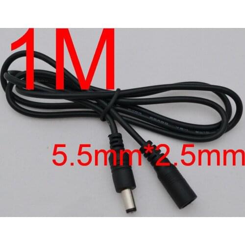 High quality 100PCS CCTV DC Power Extension Cable 1 Meter / 3FT 3 FT Jack Socket to 5.5mm x 2.5mm Male Plug + free Shipping