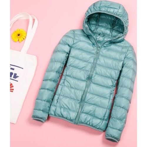 90% Ultra-light Plus Size Thin Down Jacket Women Autumn Winter Slim Short Hooded Warm White Duck Down Coat Women Outerwear X445