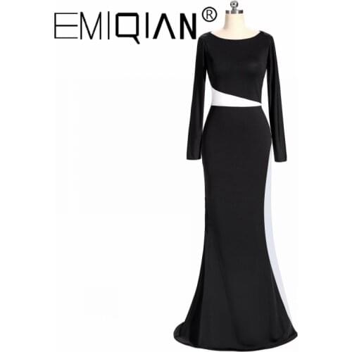 White and Black Formal Dubai Kaftan Elegant Long Sleeve Mermaid Evening Dresses Party Evening Gowns robe de soiree