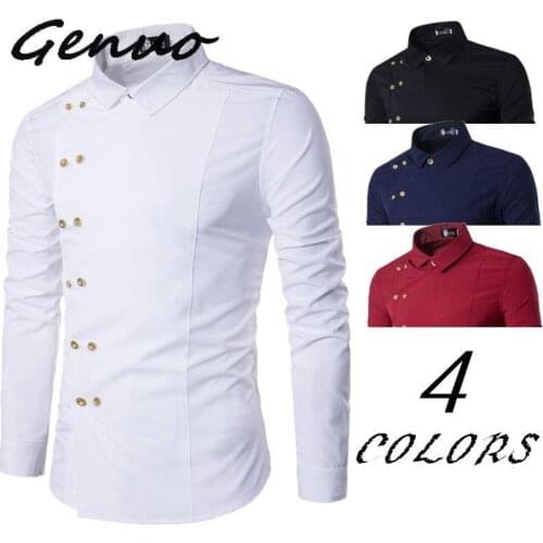 2020 New Mens Brand Shirt Fashion Casual Double Breasted Long Sleeve Shirt European Style Mens Dress Shirt Camisa Masculina