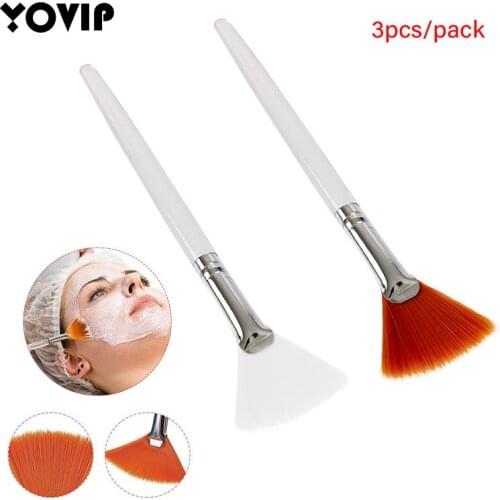 3pcs Practical Facial Brushes Fan Makeup Brushes Soft Portable Mask Brushes Cosmetic Tools for Women Ladies Girls