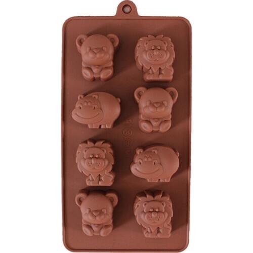 8 Holes Animal Shape Silicone Fondant Molds Lion Bear Hippo Chocolate Mold DIY Handmade Pudding Jelly Cake Decorating Tools