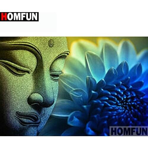 HOMFUN Full Square/Round Drill 5D DIY Diamond Painting "Religious Buddha" 3D Embroidery Cross Stitch 5D Home Decor A13769