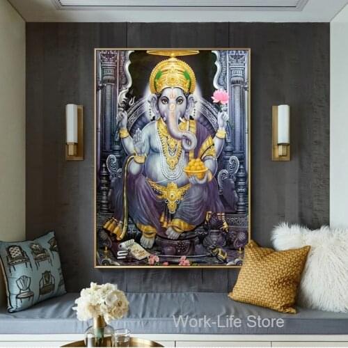 Buddha Canvas Painting Wall Art Home Decor For Living Room HD Prints Elephant Trunk God Poster Ganesha Pictures Decoration