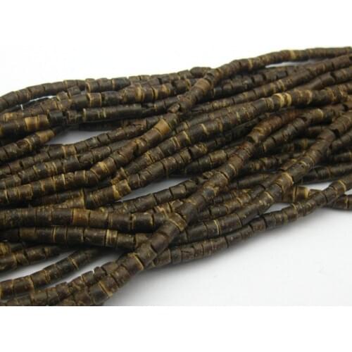 5 Strands of 22" Natural Dark Coconut Heishi Beads 3mm