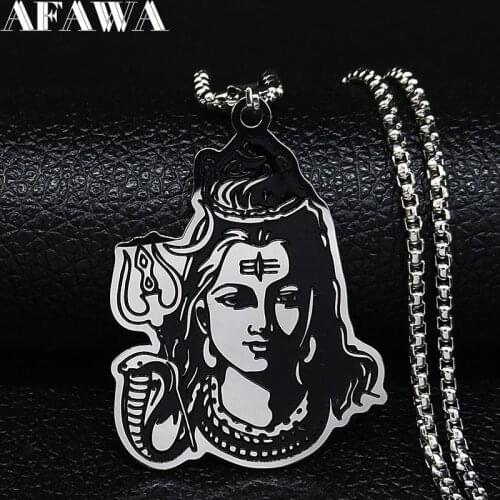 Black Enamel Stainless Steel Shiva Parvati Ganesha Indian Art Hindu God Figure Religious Necklaces Pendants Jewelry N3224S02
