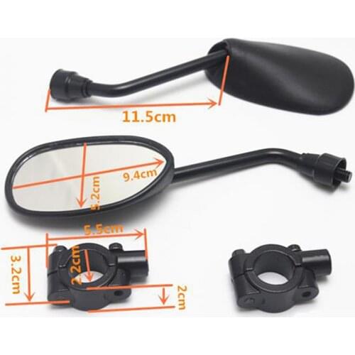Black Motorcycle 3' Round 7/8' Handle Bar End Rearview Side Mirrors