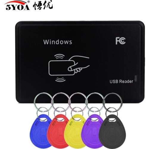 RFID Duplicator Reader Cloner 125KHz EM4100 Copier Writer Programmer 5 Pcs EM4305 T5577 Rewritable ID Keyfobs Tags Card