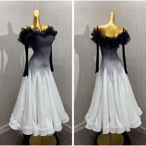 New National standard modern dance clothing practice clothing ballroom dancing Waltz Without Rhinestones suit with bra cups