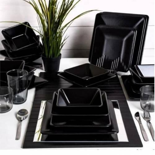 Matte Black Dinner Ceramic Set 24 Pieces 6 Person Ceramic