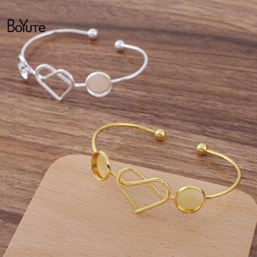BoYuTe (5 Pieces/Lot) Metal Line Twisted Heart Bracelet Base with 12MM Blank Tray Handmade Diy Jewelry Accessories Materials