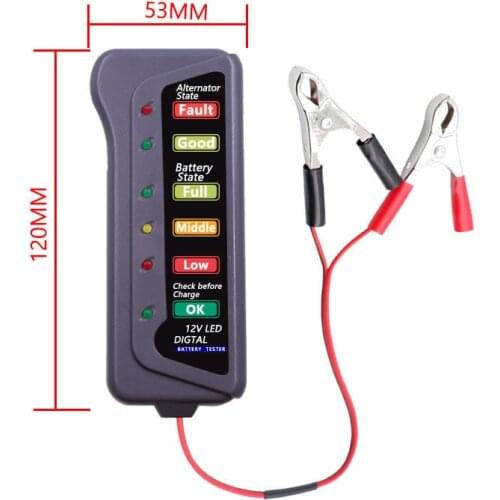 Mini 12V Car Battery Tester Digital Alternator Tester 6 LED Lights Display Car Diagnostic Tool Auto Battery Tester For Car