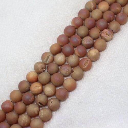 Mini.order is $7! 8-12mm Yellow Multicolor Metallic Coated Druzy Agates Round Stone DIY loose beads 15"