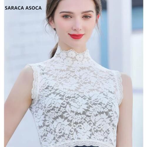 Fashion Lace Cutout Black Standing Detachable Collars Women All Match Lace Sexy Sweater Faek Collar Lady A525