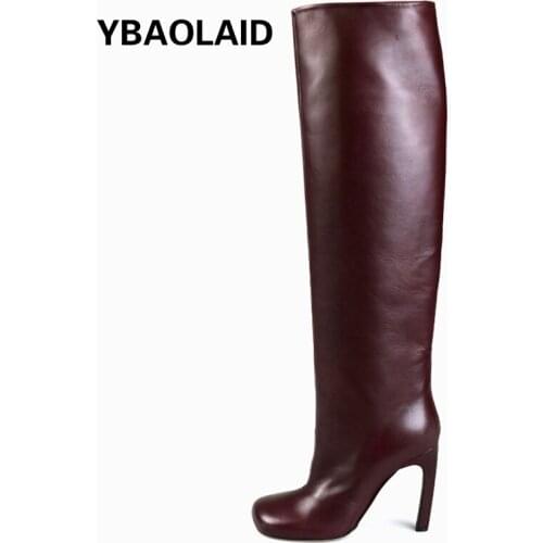 Autumn and Winter New Brown Silver Stiletto High-heeled High-heeled Boots Fashion Solid Color Sleeve High-heeled Long Boots