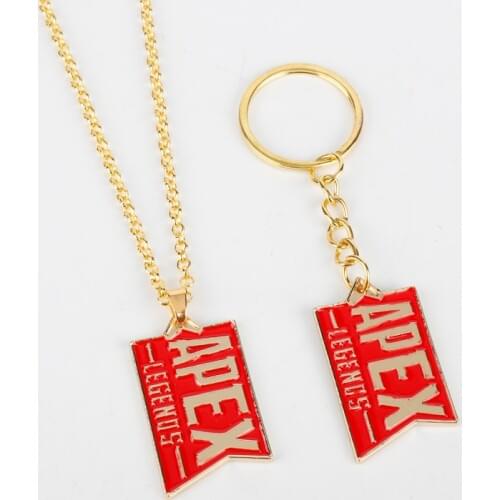 New Game Jewelry Apex Legends Keyring Fashion Gold Pendant Red Enamel Metal Necklace Car Bag Keychain Key Chains Men Women Gifts