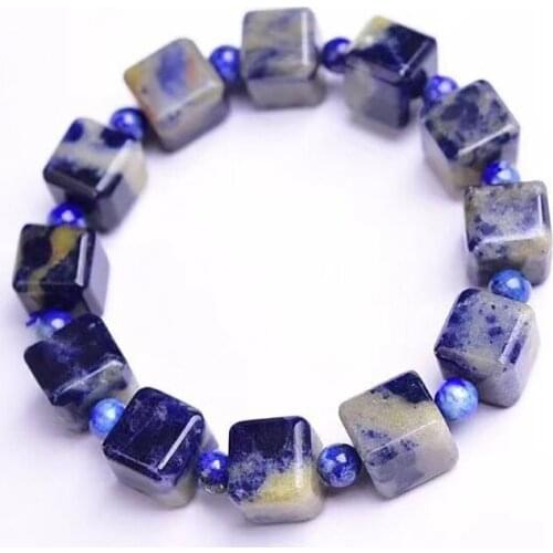 Wholesale Blue Pattern Natural Stone Bracelet Sugar Cubes Shape Beads Bracelets For Women Men Simple Crystal Jewelry