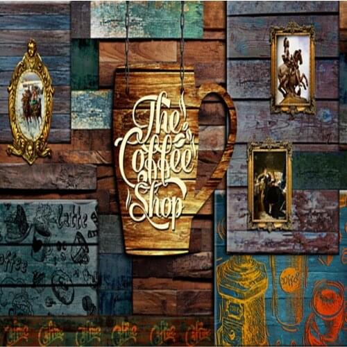 Custom mural Retro design coffee Cafe background decorative painting wallpaper Custom high quality mural