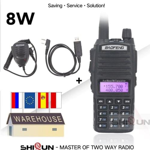 Dual PTT Original BaoFeng 8W Walkie Talkie 10 KM Dual Band Baofeng UV-82 UHF VHF Baofeng UV 82 Ham Radio 10 KM Hot Baofeng UV 9R