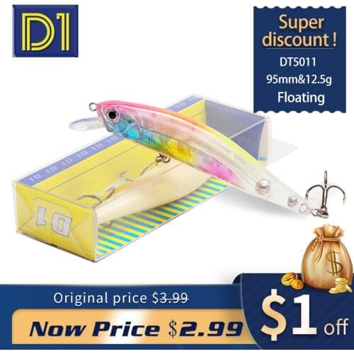 D1 Lure Floating Minnow Wobblers for pike Bait 95mm 12.5g Bass Fishing Tackle Trolling Jerkbait natural color laser