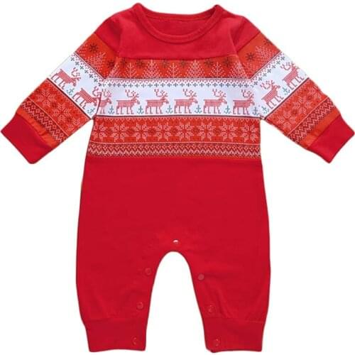 Christmas Rompers Autumn Newborn Baby Boy Girl Long Sleeve Deer Print Jumpsuit One Pieces Xmas Clothes 0-24M