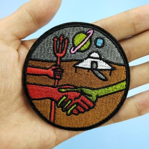Handshake Make Friend Cooperation Iron on Cloth Embroidered Patch Apparel Garment Appliques Accessory