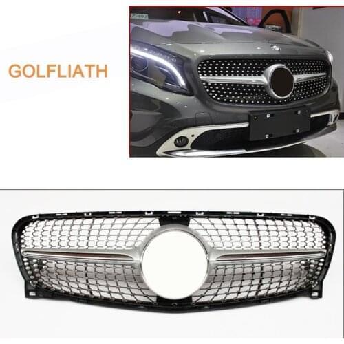 GOLFLIATH X156 SILVER/BLACK Diamond Front Grill Grille for Benz X156 GLA - CLASS GLA180 GLA200 GLA250 GLA45 2014-2016