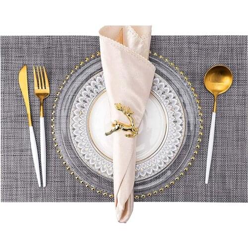 Placemats Heat Resistant Stain Resistant Anti-Water Non-Slip for Dining Table Washable Durable PVC Mats Weave Vinyl Table Mats