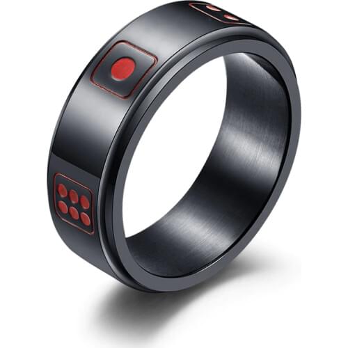 Titanium Steel Dice Ring Rotatable Dice Men and Women Couple Ring Choice Props Gifts