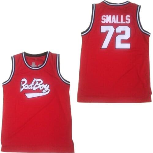 BG basketball jerseys bad boy 72 SMALLS jersey Embroidery sewing Outdoor sportswear Hip-hop movie jersey RED2020 summer