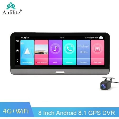 8" 4G Android 8.1 FHD Video Recorder Dual Lens Dashcam 2+32G WIFI GPS Rear Camera Dash board Car Navigation Parking monitoring