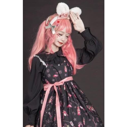 Cute Girls Women Casual Lolita Style White Black Blouse Peter Pan Collar Long Sleeve Spring Autumn Shirt Tops