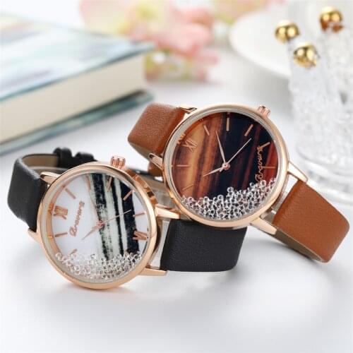 Removable particle diamond watch lady quartz Bravura Sleek Minimalist Fashion With Strap Dial Women Quartz Watch Gift Watch 03