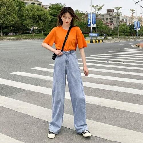 VERHELLEN Vintage High Waist Jeans Women Streetwear Straight Wide Leg Jeans Femme Blue Cargo Pants Harajuku