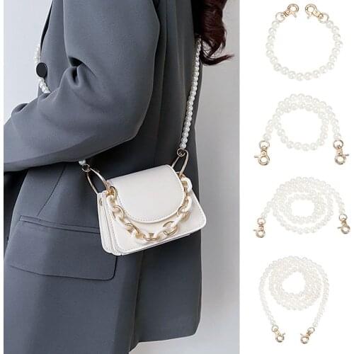 10mm Chic White Pearl Chain Strap for Bags Handbag Handles DIY Purse Replacement Long Beaded Chain for Women Shoulder Bag Straps